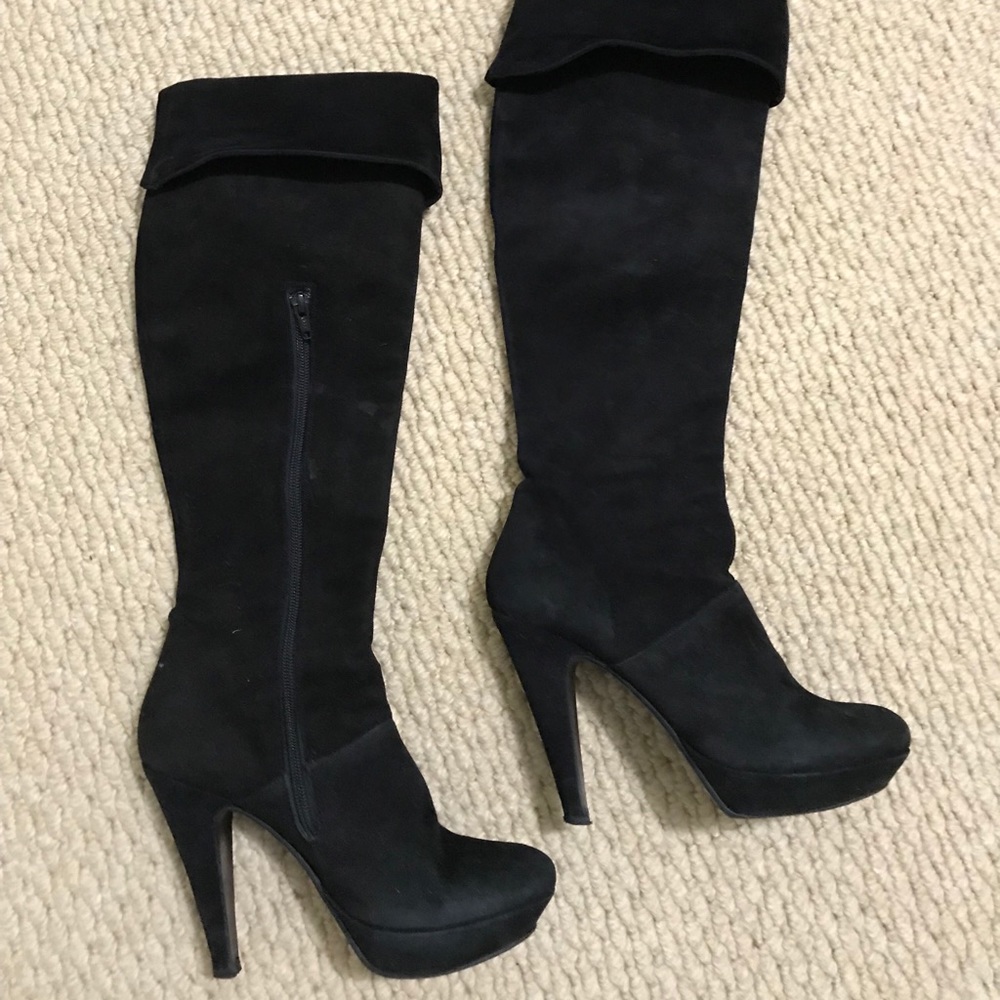 Knee high genuine suede boots